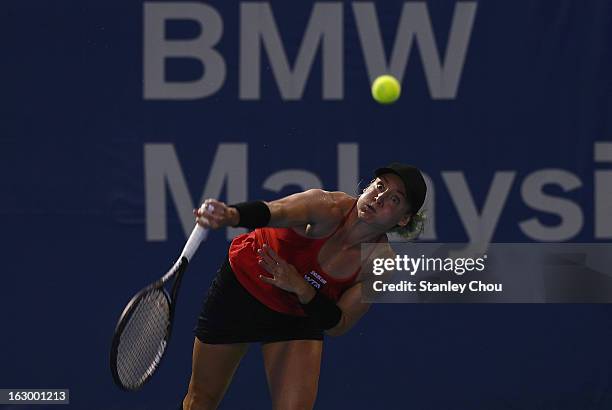 Bethanie Mattek-Sands of USA plays in action during the Singles Final against Karolina Pliskova of Czech Republic during the 2013 BMW Malaysian Open...