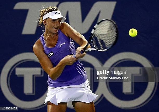 Karolina Pliskova of Czech Republic in action during the Singles Final against Bethanie Mattek-Sands of USA during the 2013 BMW Malaysian Open at the...
