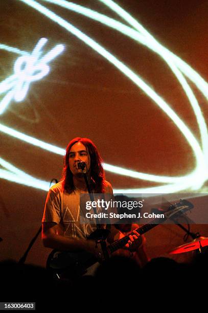 Kevin Parkerof Tame Impala performs at Headliners Music Hall on March 2, 2013 in Louisville, Kentucky.