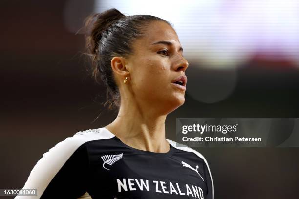 Zoe Hobbs of Team New Zealand looks on after competing in the Women's 100m Semi-Final during day three of the World Athletics Championships Budapest...