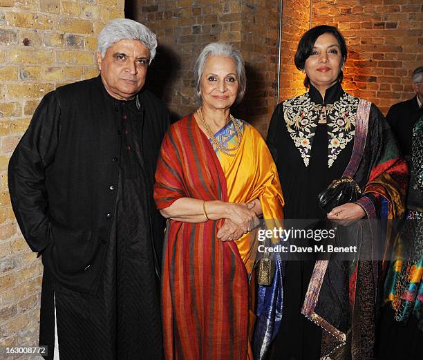 Javed Akhtar, Waheeda Rehman and Shabana Azmi attend a Fashion Gala fundraiser hosted by the Akshaya Patra Foundation for underpriveleged children in...