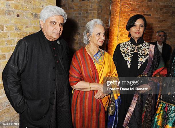 Javed Akhtar, Waheeda Rehman and Shabana Azmi attend a Fashion Gala fundraiser hosted by the Akshaya Patra Foundation for underpriveleged children in...
