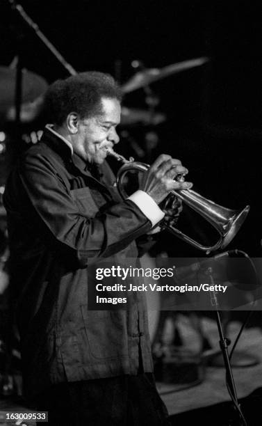 American jazz musician Donald Byrd performs on fluegelhorn at the JVC Jazz Festival's 'The Incredible School of Blakey: A Tribute to Art Blakey from...