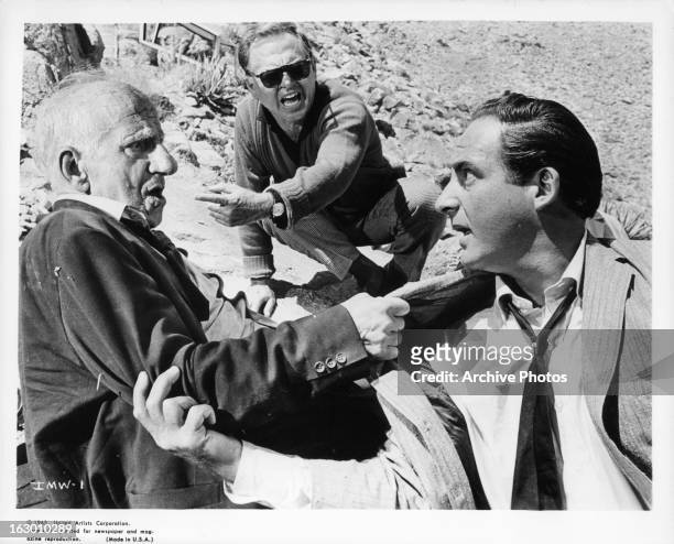 Jimmy Durante, Mickey Rooney and Sid Caesar fight in a scene from the film 'It's A Mad Mad Mad Mad World', 1963.