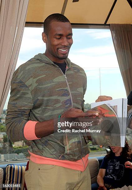 Serge Ibaka attends Flaunt Magazine and Samsung Galaxy celebrate The Plutocracy Issue release hosted by Russell Westbrook at Caulfield's Bar and...