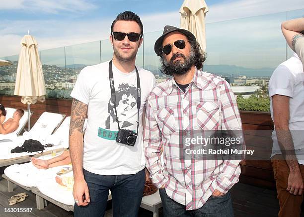 Mr Brainwash and guest attend Flaunt Magazine and Samsung Galaxy celebrate The Plutocracy Issue release hosted by cover Russell Westbrook at...