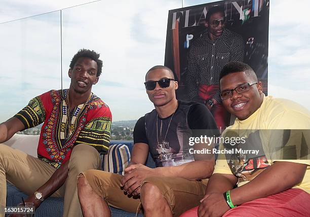 Hasheem Thabeet, Russell Westbrook, and Ray Westbrook attend Flaunt Magazine and Samsung Galaxy celebrate The Plutocracy Issue release hosted by...