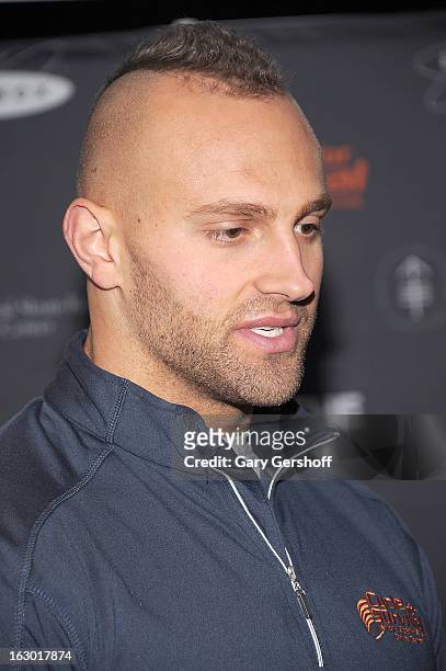 New York Giants linebacker Mark Herzlich attends the 2013 Cycle For Survival Benefit at Equinox Rock Center on March 3, 2013 in New York City.