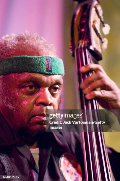 American jazz musician Henry Grimes on upright acoustic bass leads his quartet on the opening night of Vision Festival X at the Angel Orensanz...