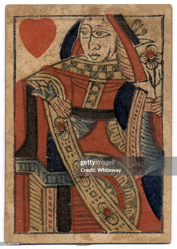 Rainha de copas 18th século antigo cartão de jogo