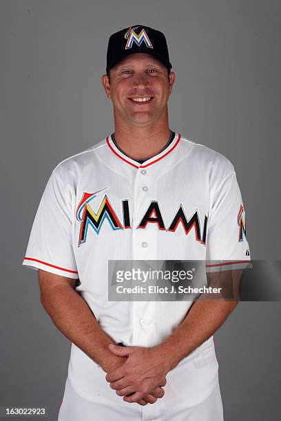 Michael Wuertz of the Miami Marlins poses during Photo Day on Friday, February 22, 2013 at Roger Dean Stadium in Jupiter, Florida.