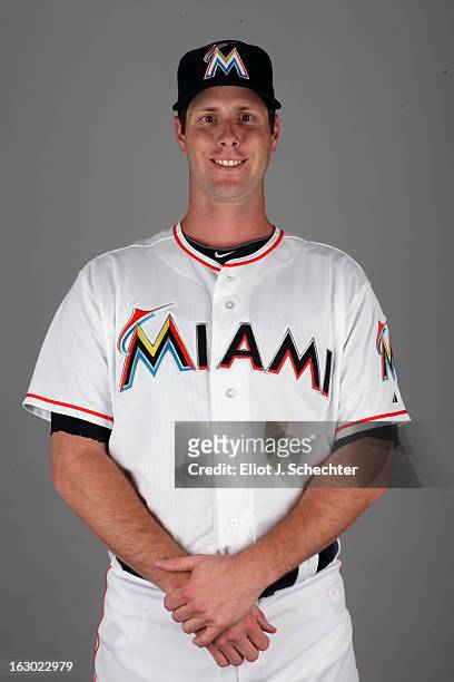 John Maine of the Miami Marlins poses during Photo Day on Friday, February 22, 2013 at Roger Dean Stadium in Jupiter, Florida.