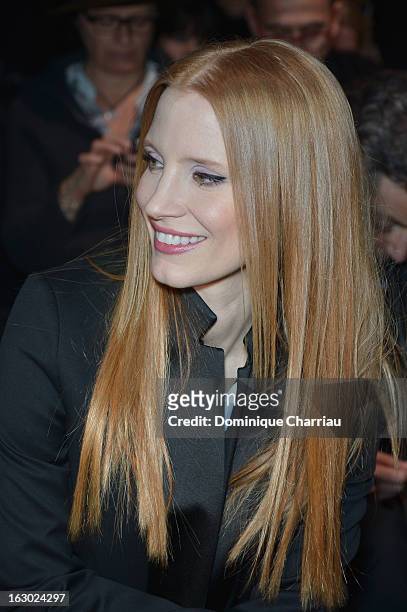 Jessica Chastain attends the Givenchy Fall/Winter 2013 Ready-to-Wear show as part of Paris Fashion Week on March 3, 2013 in Paris, France.