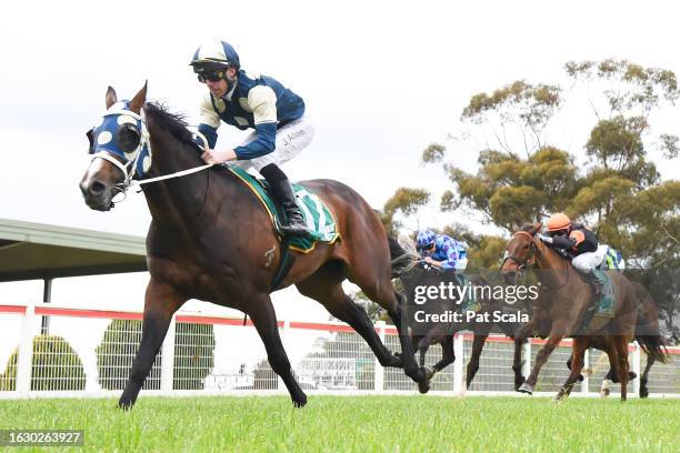 Sunsets ridden by John Allen wins the Pacific Fuel Solutions Maiden Plate at Donald Racecourse on August 29, 2023 in Donald, Australia.