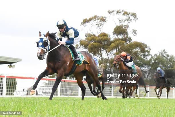 Sunsets ridden by John Allen wins the Pacific Fuel Solutions Maiden Plate at Donald Racecourse on August 29, 2023 in Donald, Australia.