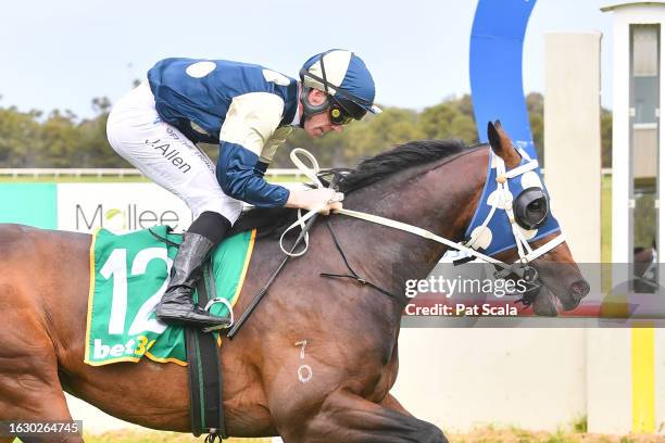 Sunsets ridden by John Allen wins the Pacific Fuel Solutions Maiden Plate at Donald Racecourse on August 29, 2023 in Donald, Australia.