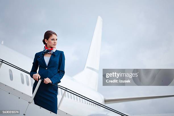 beautiful air stewardess - crew stock pictures, royalty-free photos & images