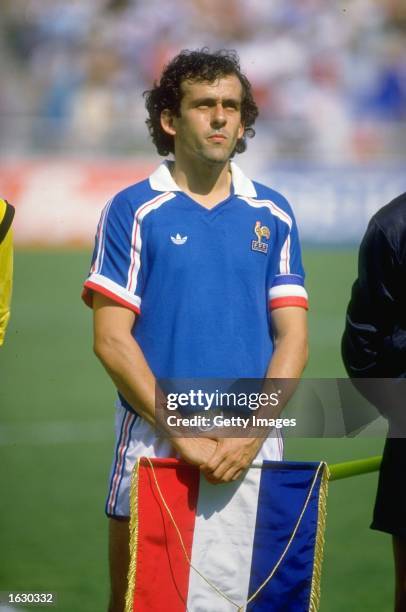 Portrait of Michel Platini of France before the World Cup First Round match against Canada at the Nou Camp Stadium in Le=n, Mexico. France won the...