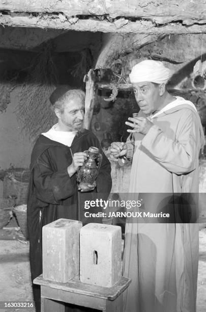 Shooting Of The Film 'Ali Baba Et Les Quarante Voleurs' With Fernandel. Le 100ème film de FERNANDEL, tourné à Taroudant dans le sud marocain.