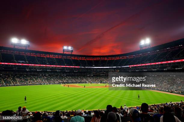 General view during the third inning between the Chicago White Sox and the Seattle Mariners at Guaranteed Rate Field on August 21, 2023 in Chicago,...