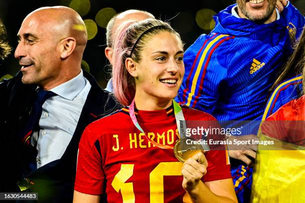 Alexia Putellas of Spain poses for photos with her gold medal after winning England during the FIFA Women's World Cup Australia & New Zealand 2023...