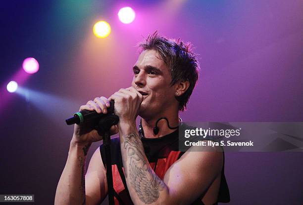 Singer Aaron Carter performs at Gramercy Theatre on March 3, 2013 in New York City.