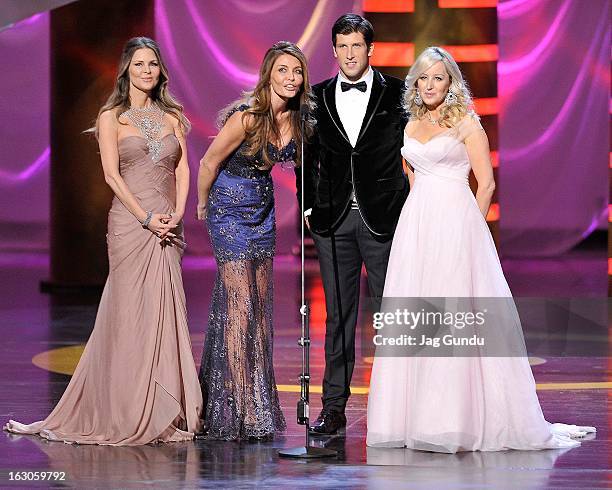 Mary Zilba, Ronnie Negus, Brad Smith and Jody Claman present at the 2013 Canadian Screen Awards at Sony Centre for the Performing Arts on March 3,...