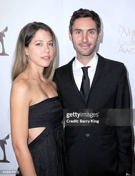 Brittany Huckabee and director/writer Malik Bendjelloul attend the 2013 Writers Guild Awards at JW Marriott Los Angeles L.A. LIVE on February 17,...