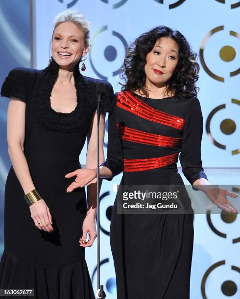 Kristin Lehman and Sandra Oh present at the 2013 Canadian Screen Awards at the Sony Centre for the Performing Arts on March 3, 2013 in Toronto,...