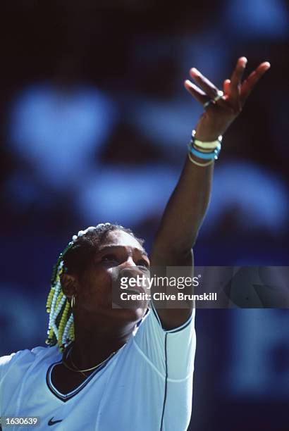 Serena Williams of the USA serves during the first round match against Irina Spirlea of Romania in the Australian Open at Melbourne Park, Australia....