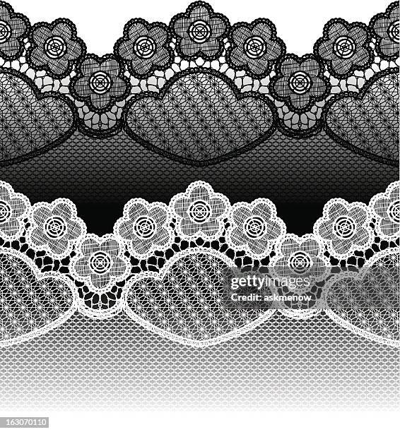 seamless lace - black lace background stock illustrations