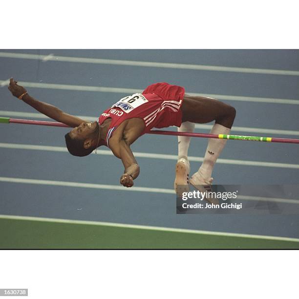 Javier Sotomayor of Cuba in action during the High Jump event at the World Indoor Championships in Barcelona, Spain. Sotomayor won the gold medal...