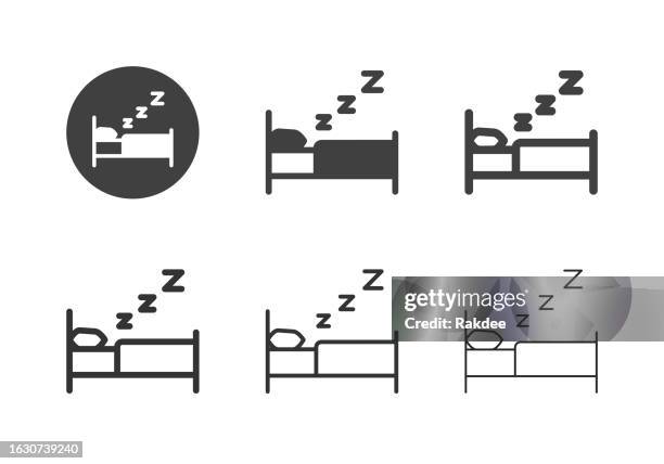 stockillustraties, clipart, cartoons en iconen met single bed icons - multi series - eenpersoonsbed