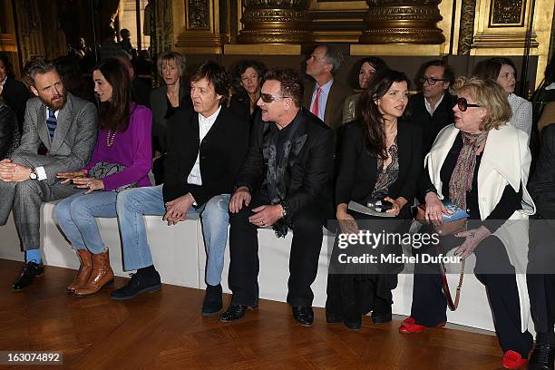 Alasdhair Willis, Nancy Shevell, Sir Paul McCartney, Bono, Ali Hewson and Mariane Faithfull attend the Stella McCartney Fall/Winter 2013...