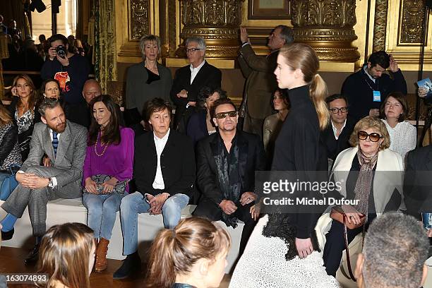 Alasdhair Willis, Nancy Shevell, Sir Paul McCartney, Bono, Ali Hewson and Mariane Faithfull attend the Stella McCartney Fall/Winter 2013...