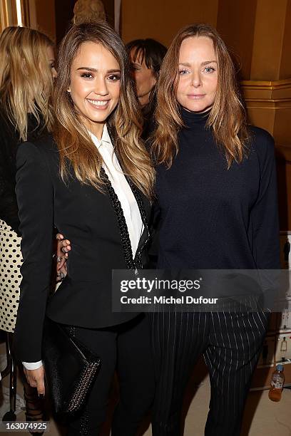 Jessica Alba and Stella McCartney attend the Stella McCartney Fall/Winter 2013 Ready-to-Wear show as part of Paris Fashion Week on March 4, 2013 in...