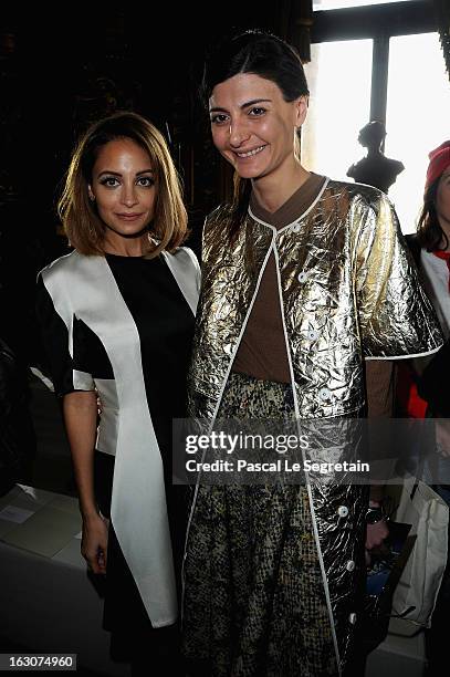 Nicole Richie and Giovanna Battaglia attend the Stella McCartney Fall/Winter 2013 Ready-to-Wear show as part of Paris Fashion Week on March 4, 2013...