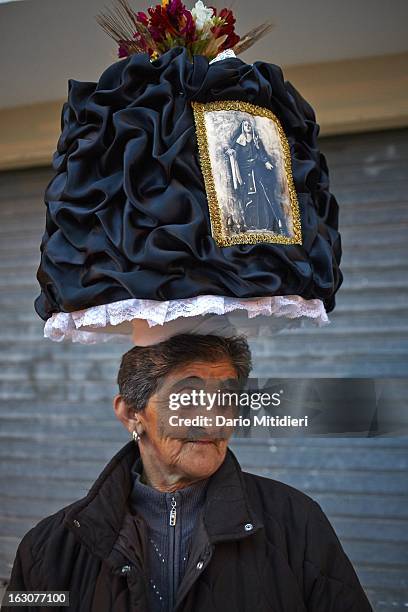 The annual all night procession and ritual of Vattienti, Verbicaro, Italy, April 6, 2012. The statue of the Madonna Addolorata is returned to the...