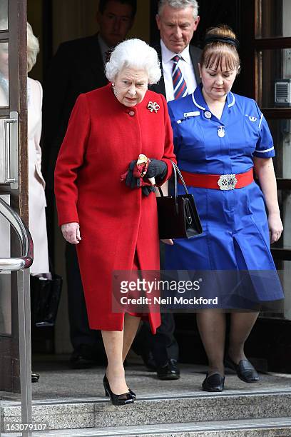 Queen Elizabeth II seen leaving hospital on March 4, 2013 in London, England.