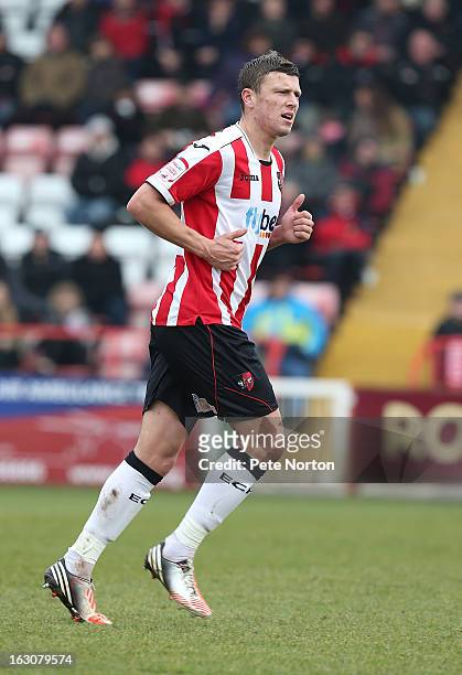 Danny Coles of Exeter City in action during the npower League Two match between Exeter City and Northampton Town at St James's Park on March 2, 2013...