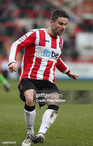 Arron Davies of Exeter City in action during the npower League Two match between Exeter City and Northampton Town at St James's Park on March 2, 2013...