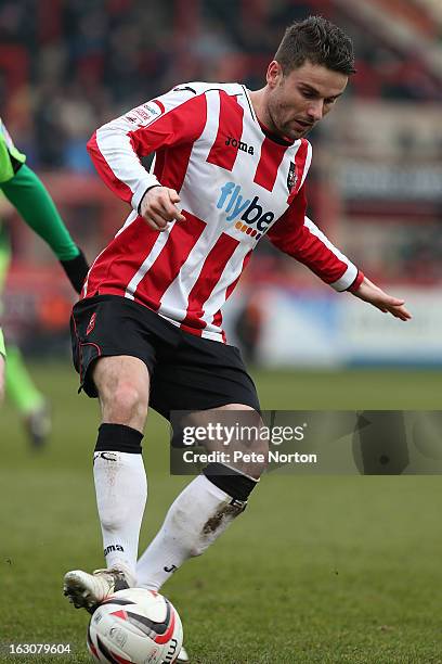 Arron Davies of Exeter City in action during the npower League Two match between Exeter City and Northampton Town at St James's Park on March 2, 2013...