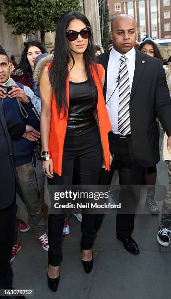 Nicole Scherzinger seen leaving The Langham Hotel on March 4, 2013 in London, England.