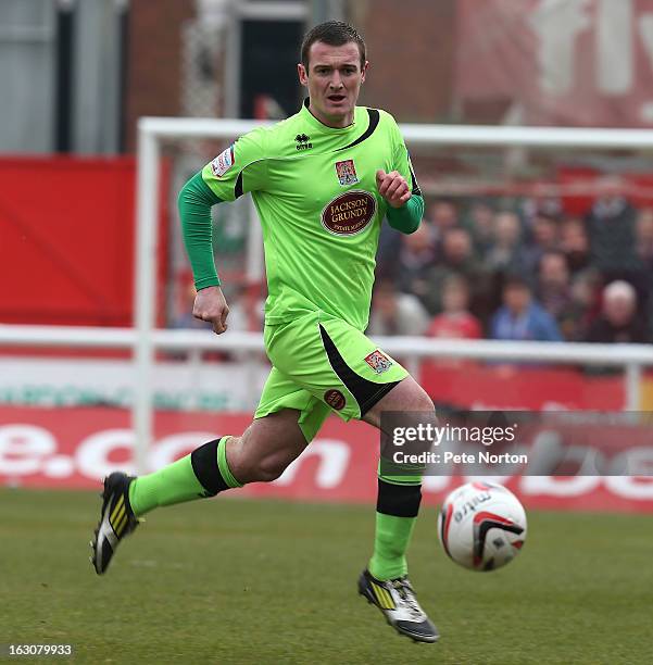 Lee Collins of Northampton Town in action during the npower League Two match between Exeter City and Northampton Town at St James's Park on March 2,...