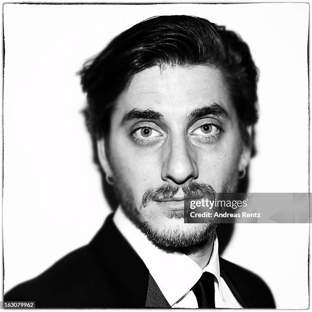 Luca Marinelli poses for a portrait at the 'BMW Golden Bear Lounge' at the 63rd Berlinale International Film Festival on February 11, 2013 in Berlin,...