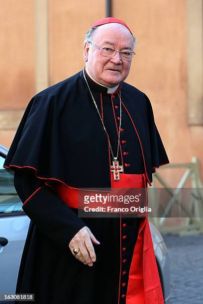 Italian cardinal Renato Raffaele Martino arrives at the Paul VI hall for the opening of the Cardinals' Congregations on March 4, 2013 in Vatican...