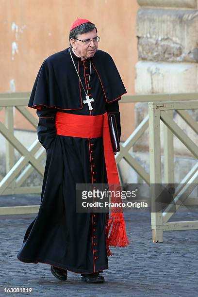 Swiss cardinal Kurt Koch arrives at the Paul VI hall for the opening of the Cardinals' Congregations on March 4, 2013 in Vatican City, Vatican.The...