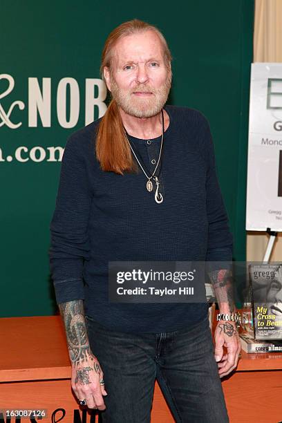 Author Gregg Allman of The Allman Brothers Band promotes the paperback release of his memoir "My Cross To Bear" at Barnes & Noble, 5th Avenue on...