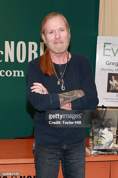 Author Gregg Allman of The Allman Brothers Band promotes the paperback release of his memoir "My Cross To Bear" at Barnes & Noble, 5th Avenue on...