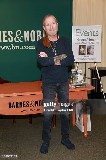 Author Gregg Allman of The Allman Brothers Band promotes the paperback release of his memoir "My Cross To Bear" at Barnes & Noble, 5th Avenue on...